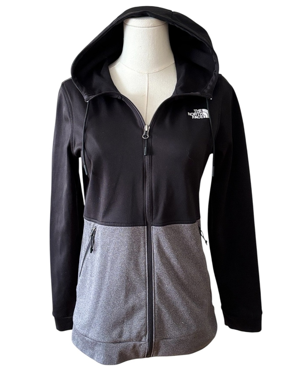 The North Force Black & Gray Colorblock Hooded Jacket Size Small